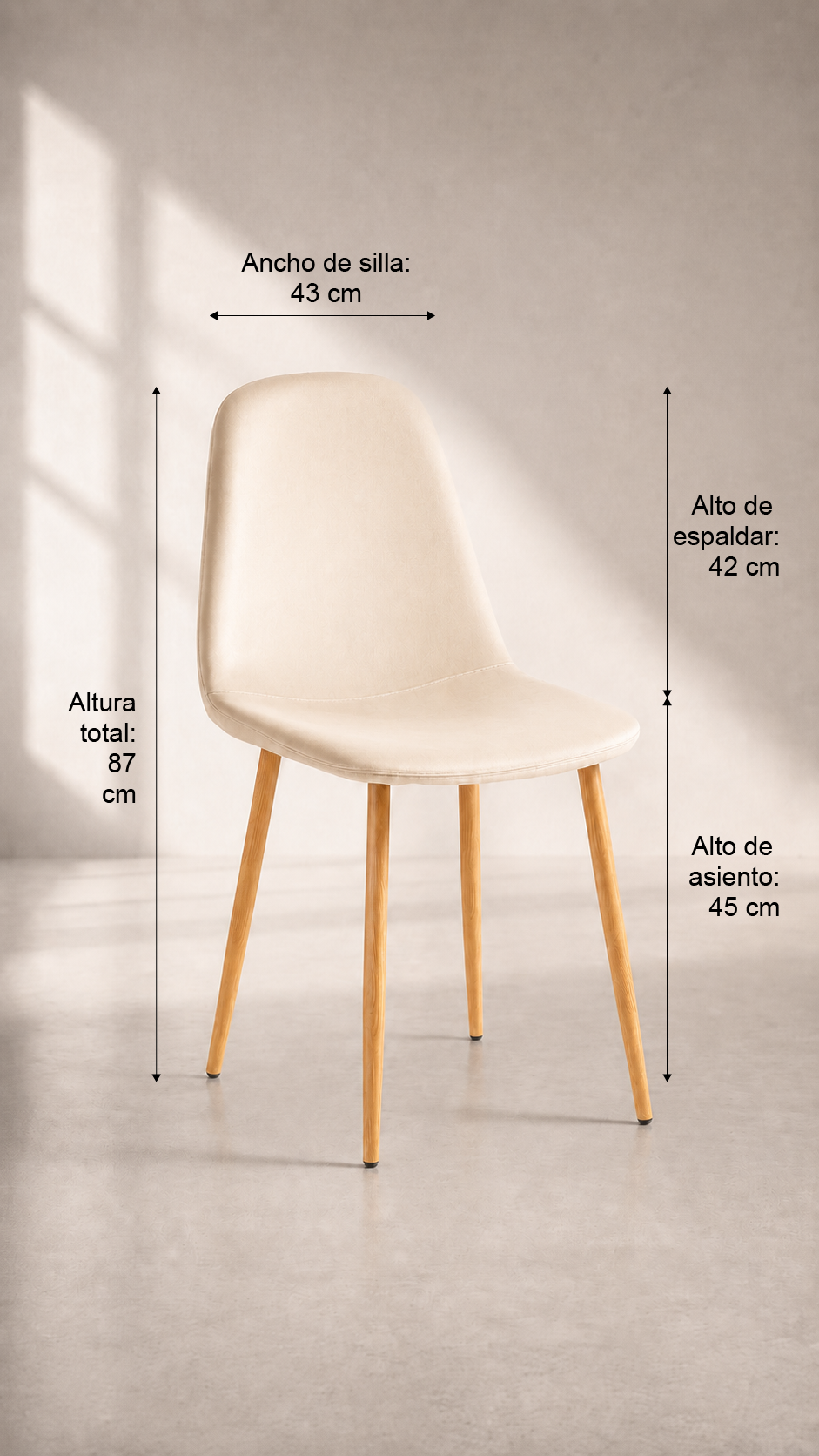 Silla de Comedor Spoon Acolchada Velvet Terciopelo - Crema