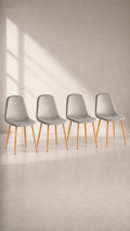 Pack de 4 Sillas Spoon Scoop Velvet Felpa Acolchadas - Gris