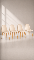 Pack de 4 Sillas Spoon Scoop Velvet Felpa Acolchadas - Crema