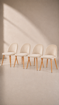 Pack de 4 Sillas Nordic Velvet Felpa Acolchadas - Crema