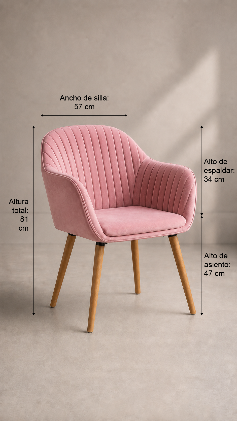 Butaca Poltrona Acolchada Diamante - Rosa