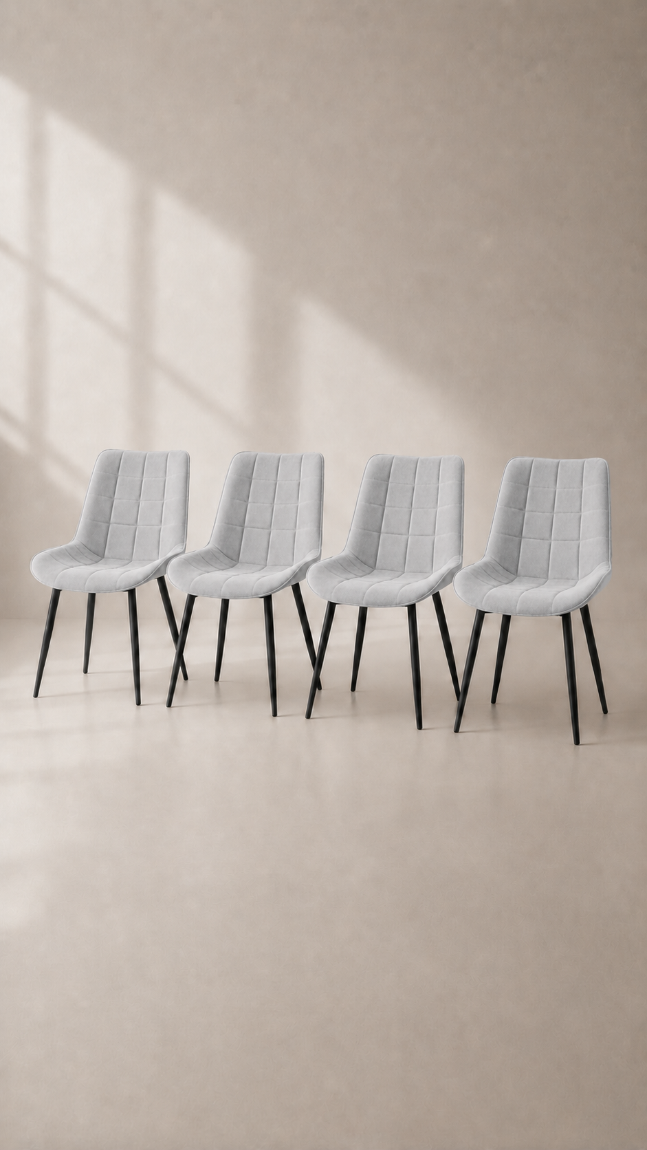Pack de 4 Sillas Macron Acolchada de Comedor Metal - Gris