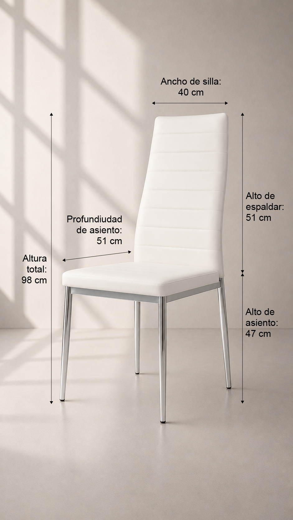 Silla Liana Dining de Comedor Acolchada Ecocuero - Blanca