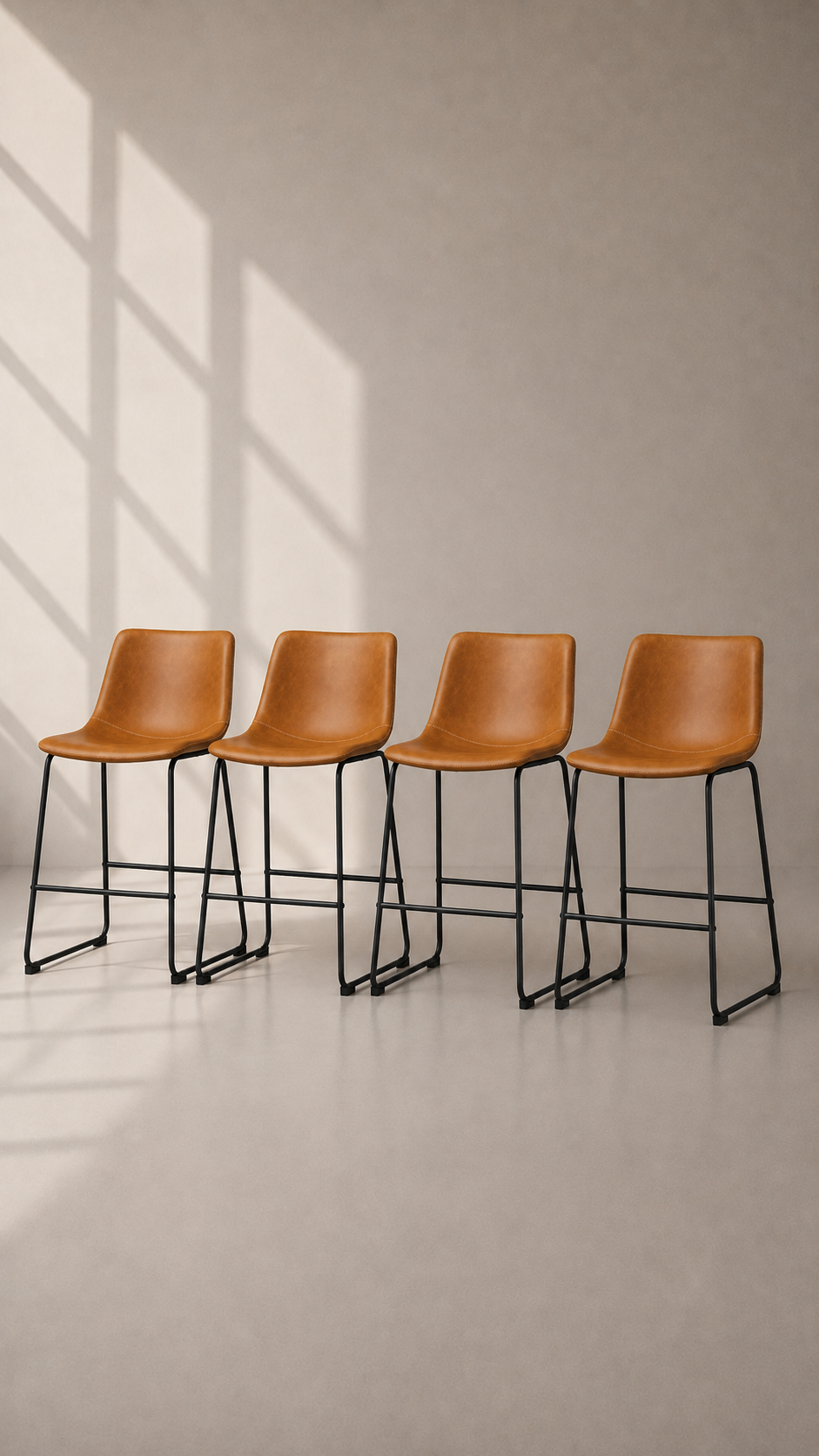 Pack de 4 Taburetes Acolchado Burgos Cuero Crazy Horse