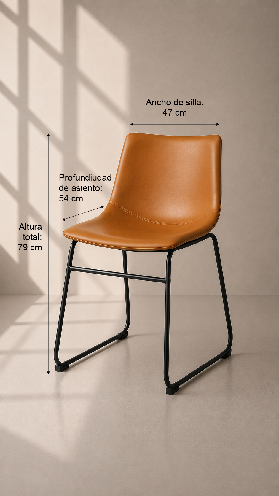 Silla de Comedor Burgos Cuero Crazy Horse Acolchada