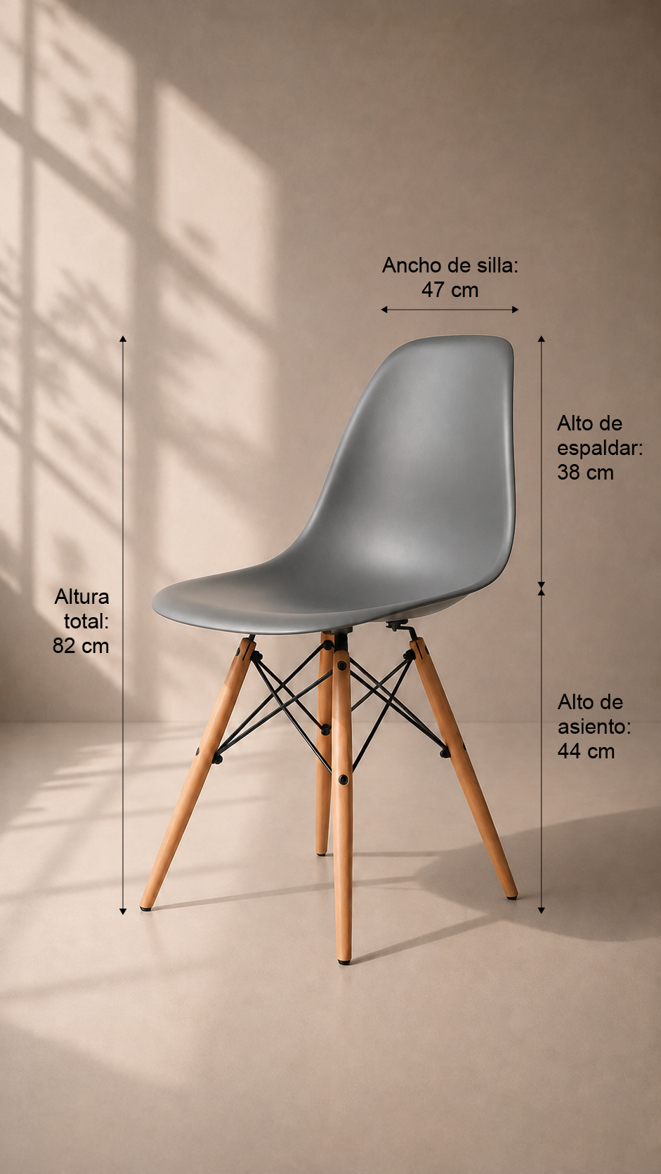 Pack de 4 Sillas Eames de Comedor - Gris
