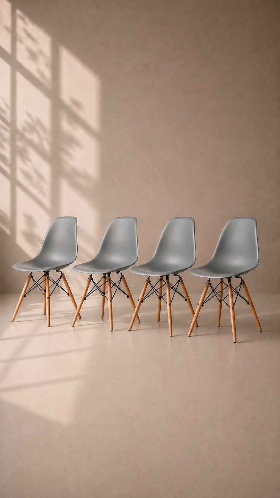 Pack de 4 Sillas Eames de Comedor - Gris