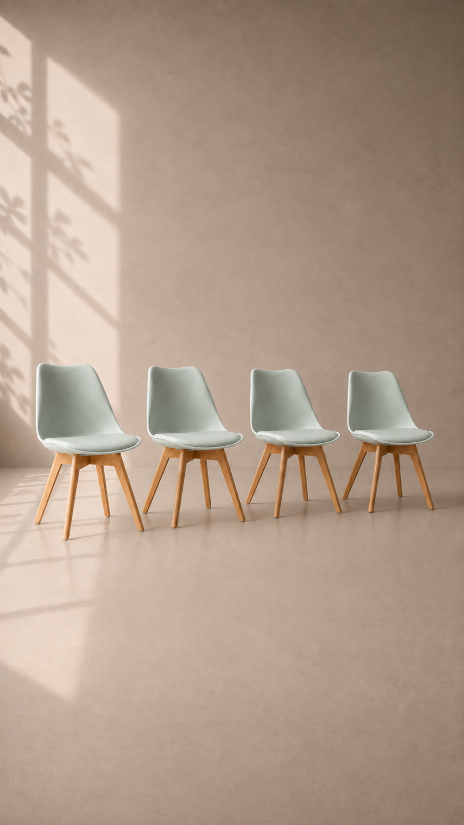 Pack de 4 Sillas Tulip Oak con Cojín - Menta