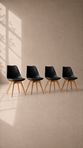 Pack de 4 Sillas Tulip Oak con Cojín - Negra