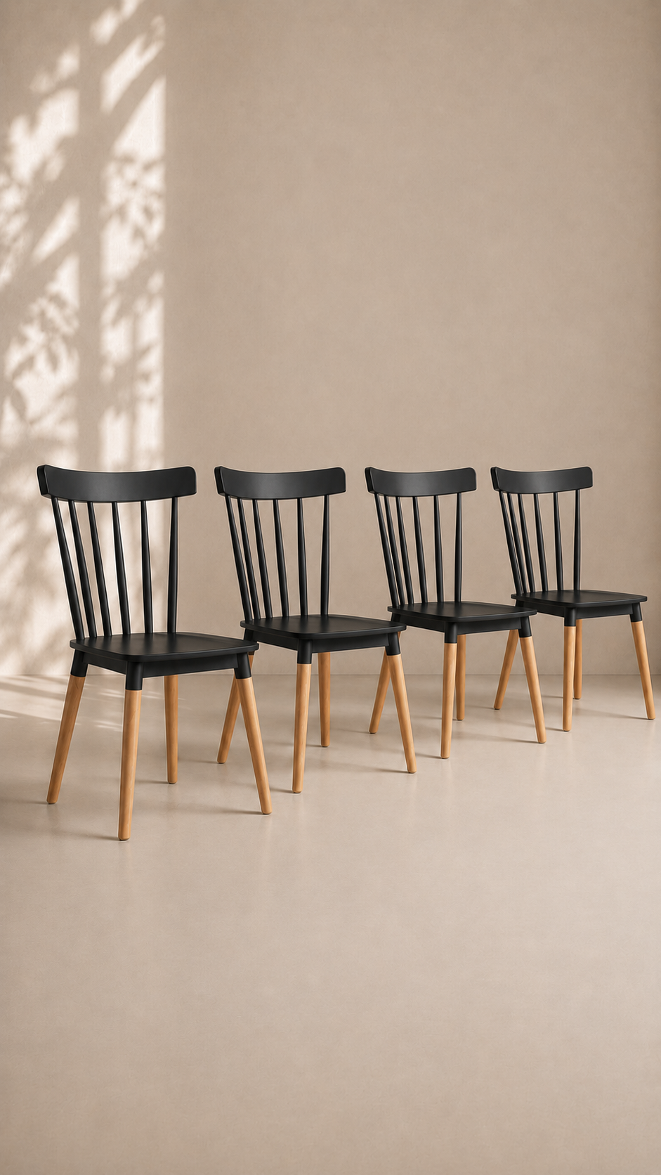 Pack de 4 Sillas Windsor Polipropileno de Comedor - Negra