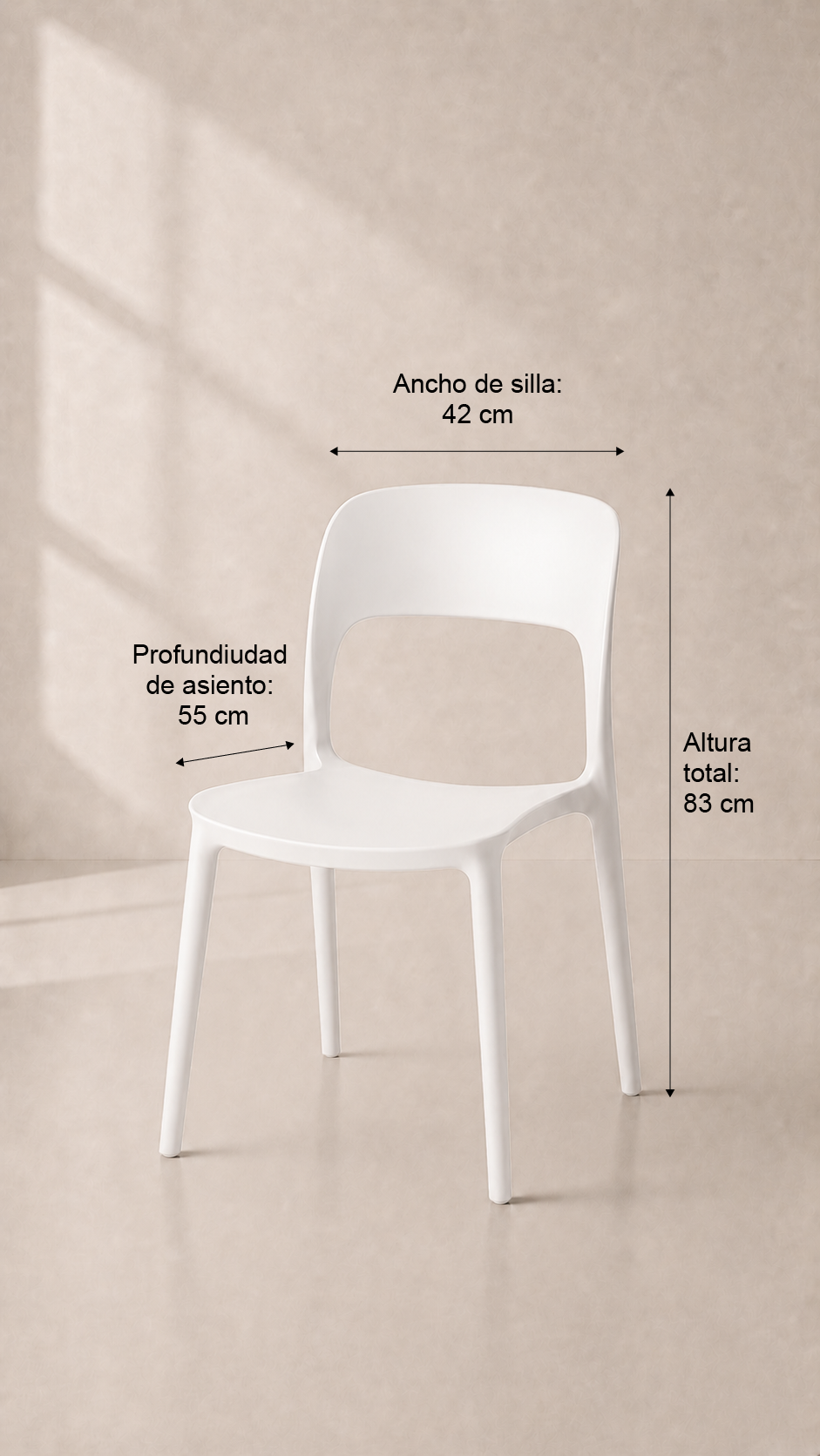 Pack de 4 Sillas Kentucky de Terraza Exterior o Comedor - Blanca