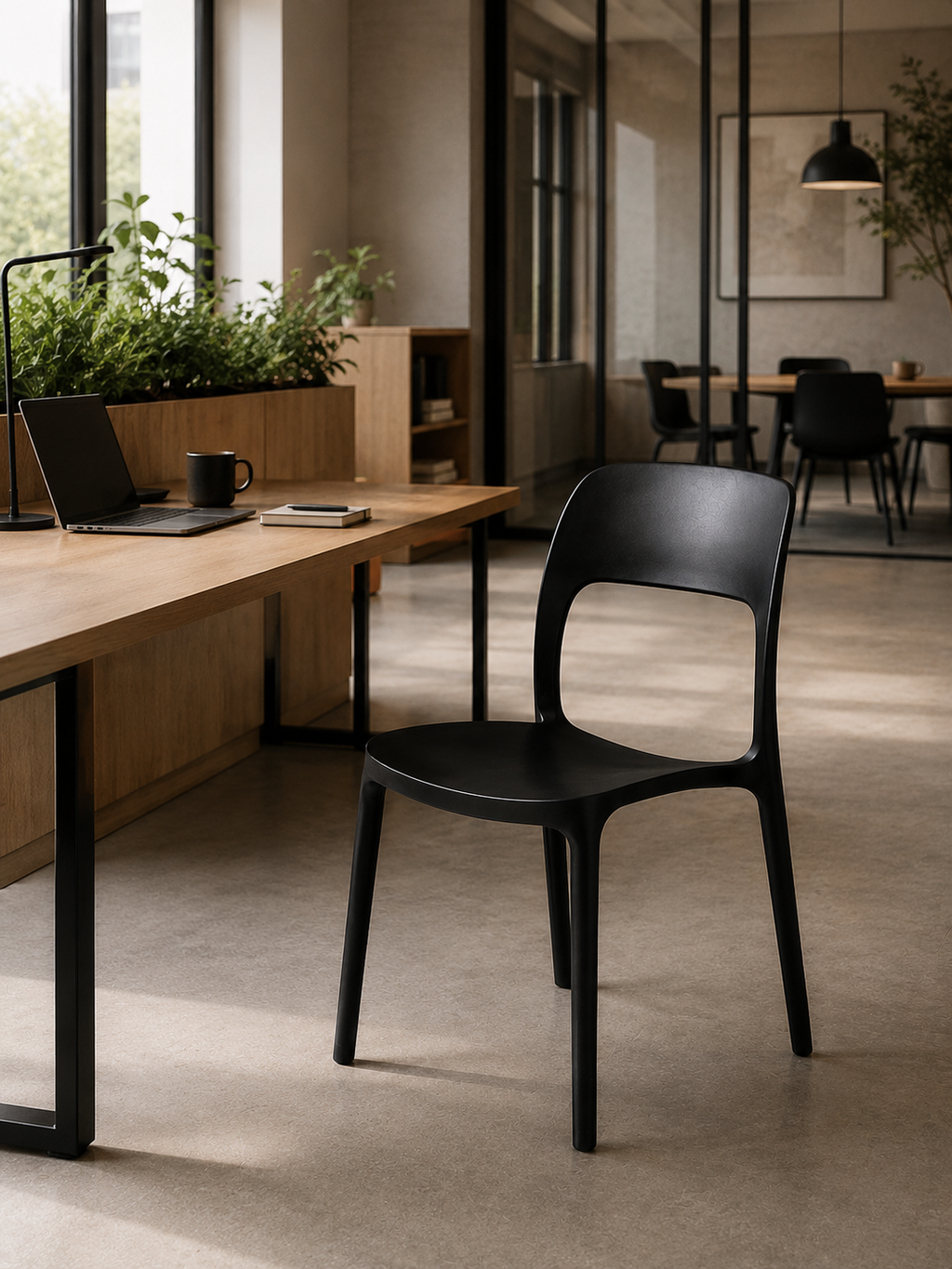 Silla Kentucky de Terraza Exterior o Comedor - Negra apilable de alta resistencia