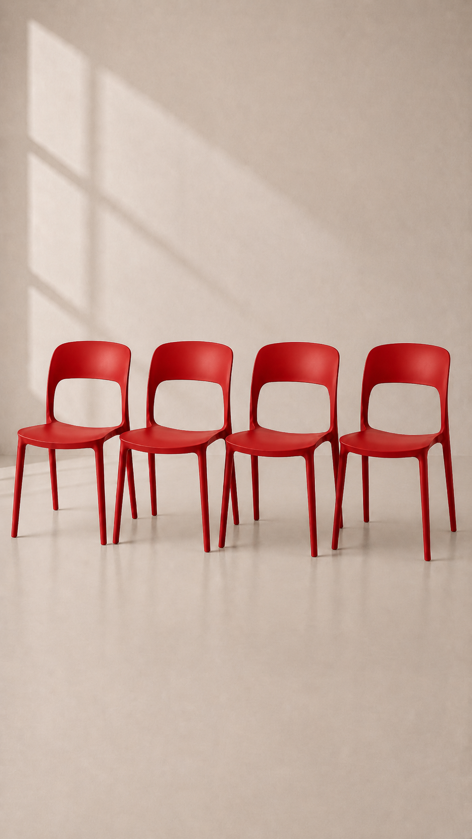Pack de 4 Sillas Kentucky de Terraza Exterior o Comedor - Roja