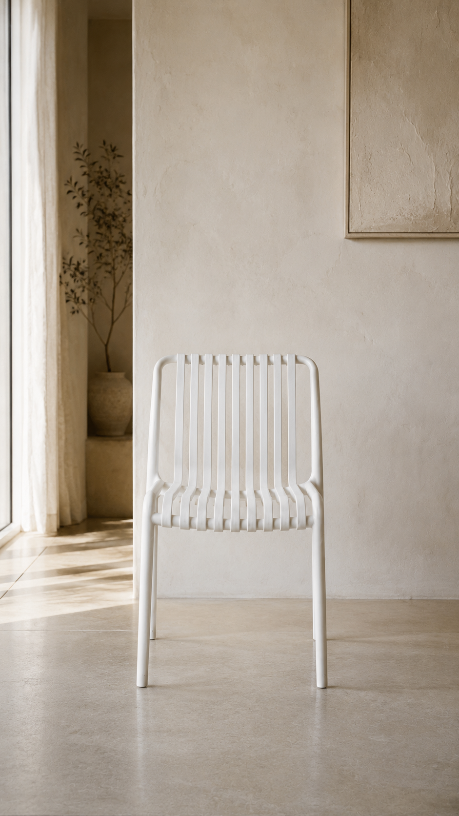 Silla France de Terraza Exterior o Comedor Filtro UV - Blanca apilable de alta resistencia