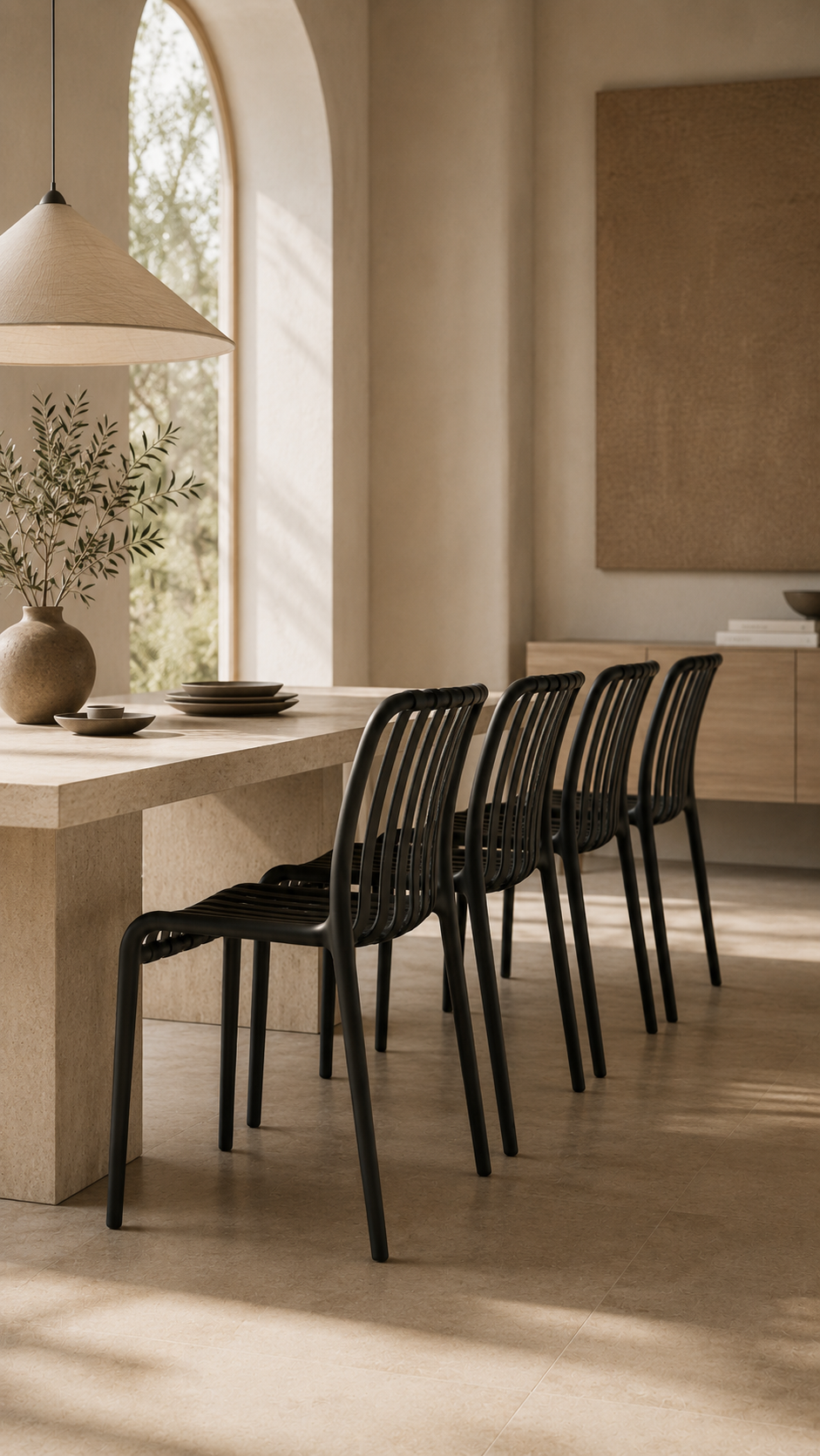 Silla France de Terraza Exterior o Comedor Filtro UV - Negra apilable de alta resistencia
