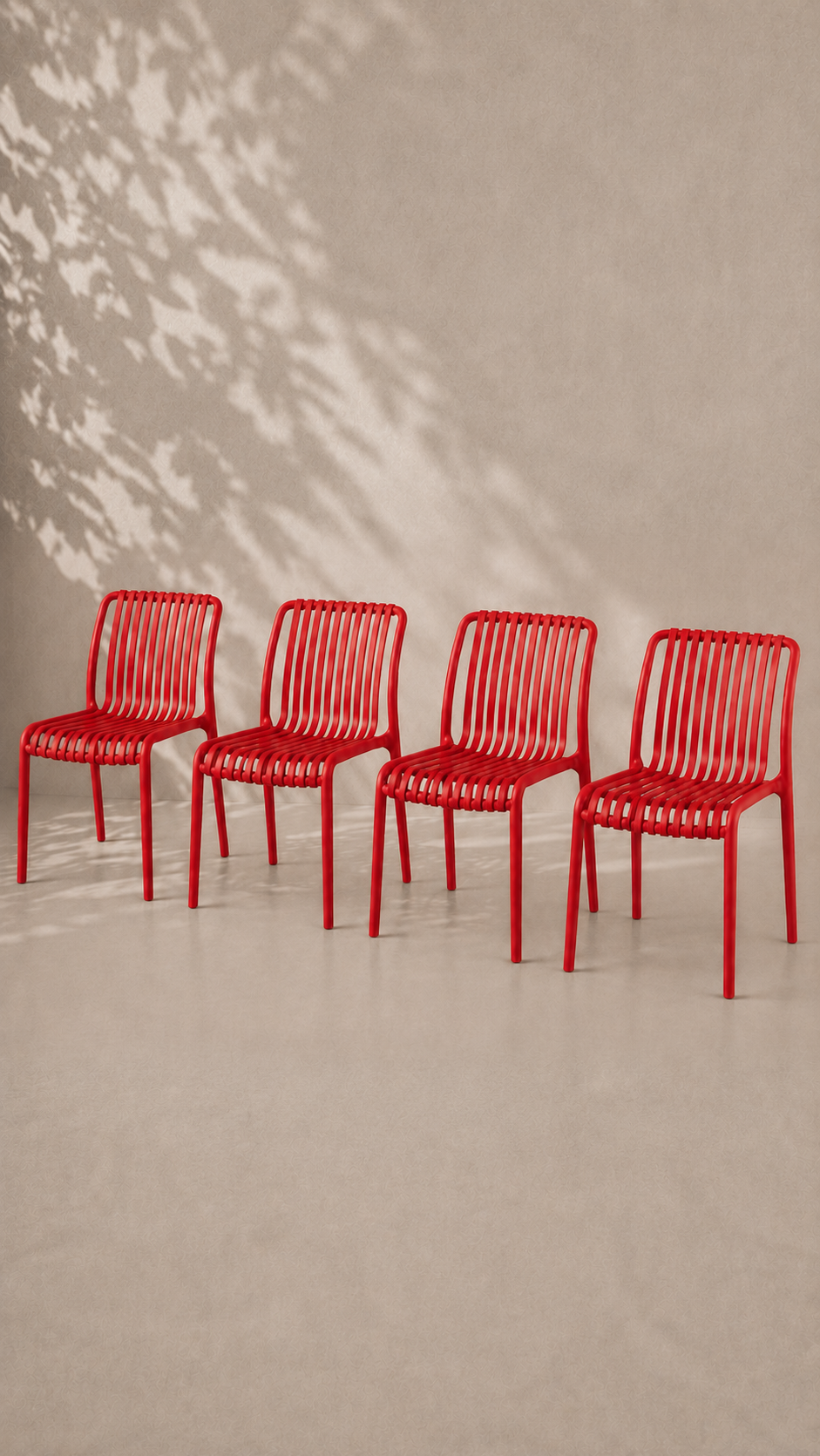 Pack de 4 Sillas France de Terraza Exterior o Comedor Filtro UV - Roja