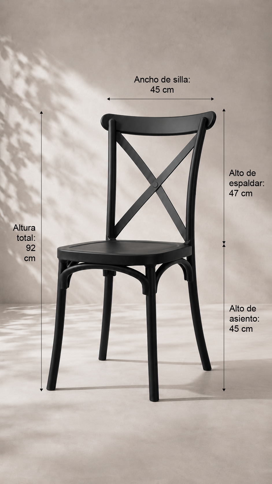 Silla Crossback Polipropileno - Negra