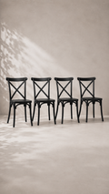 Pack de 4 Sillas Crossback Danubio Polipropileno de Comedor o Terraza Exterior - Negra