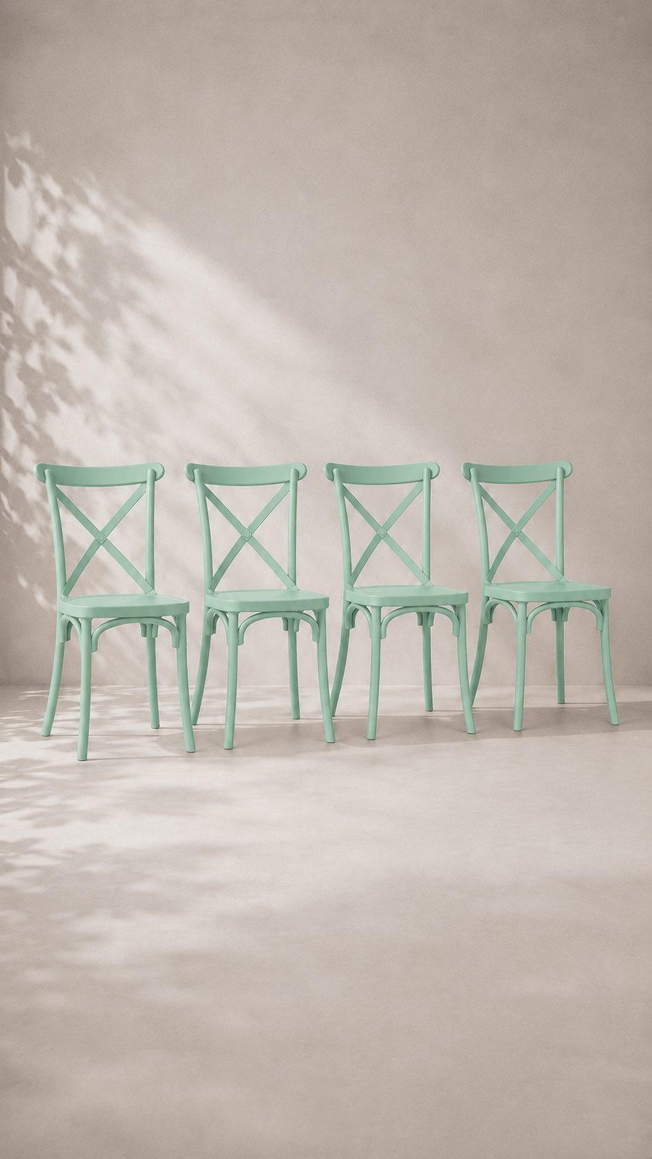 Pack de 4 Sillas Crossback Danubio Polipropileno de Comedor o Terraza Exterior - Menta
