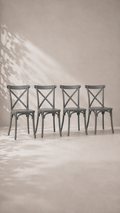 Pack de 4 Sillas Crossback Danubio Polipropileno de Comedor o Terraza Exterior - Gris