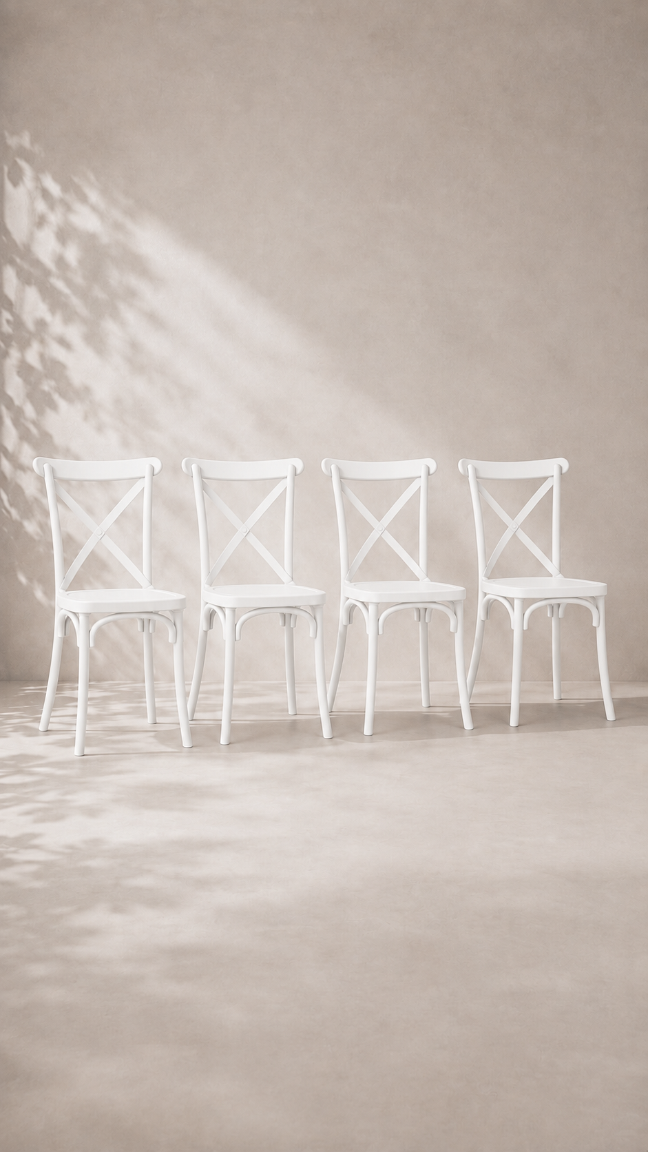 Pack de 4 Sillas Crossback Danubio Polipropileno de Comedor o Terraza Exterior - Blanca