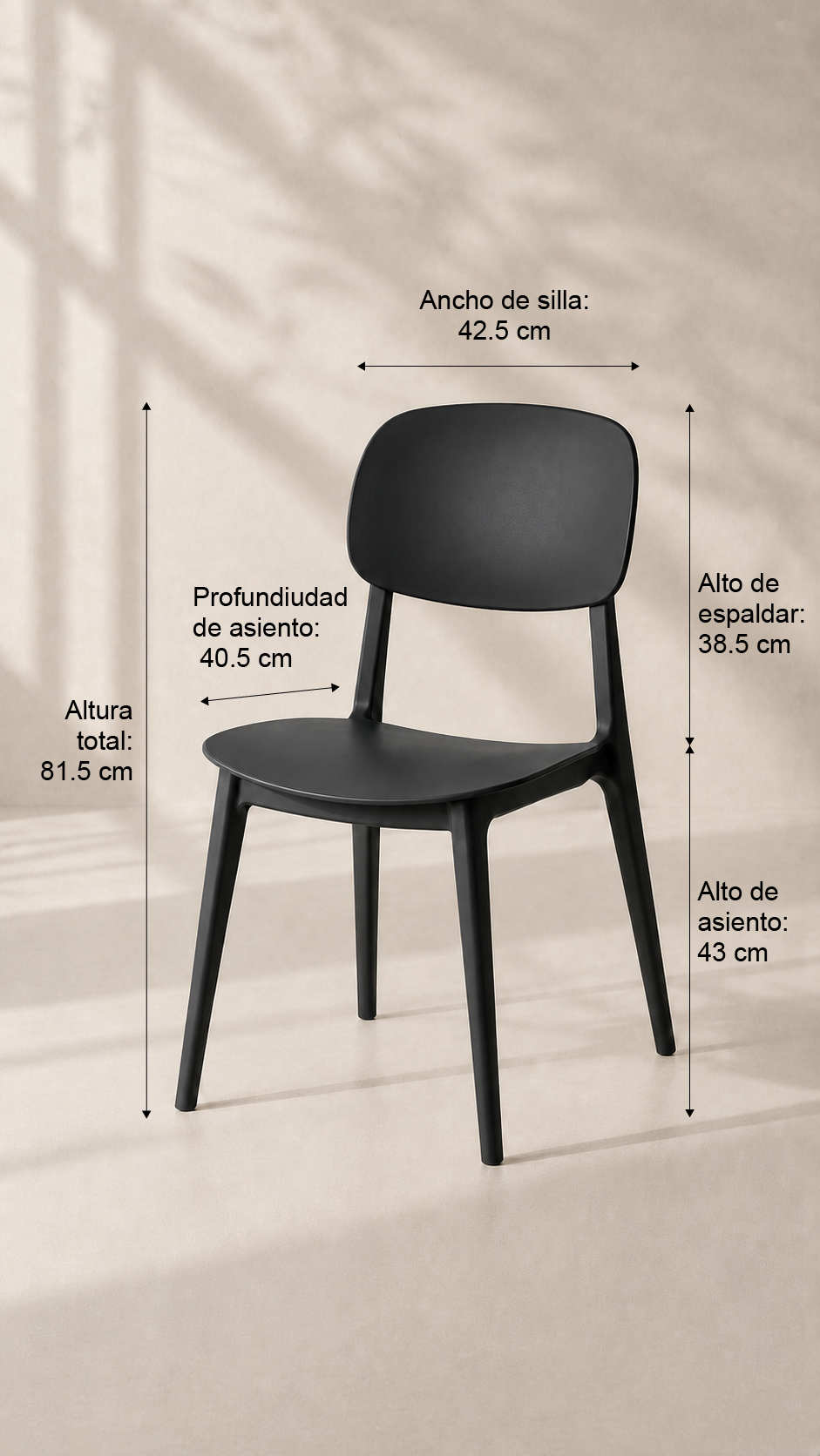 Silla Brit de Comedor o Terraza Exterior - Negra