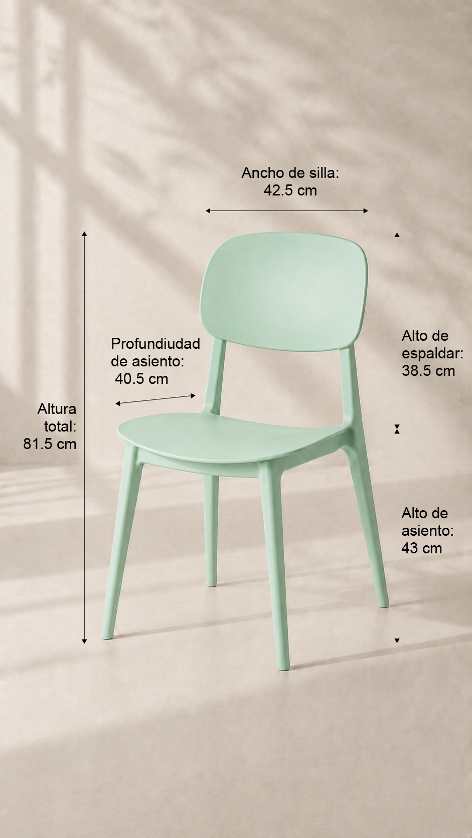 Pack de 4 Sillas Brit de Comedor o Terraza Exterior - Menta
