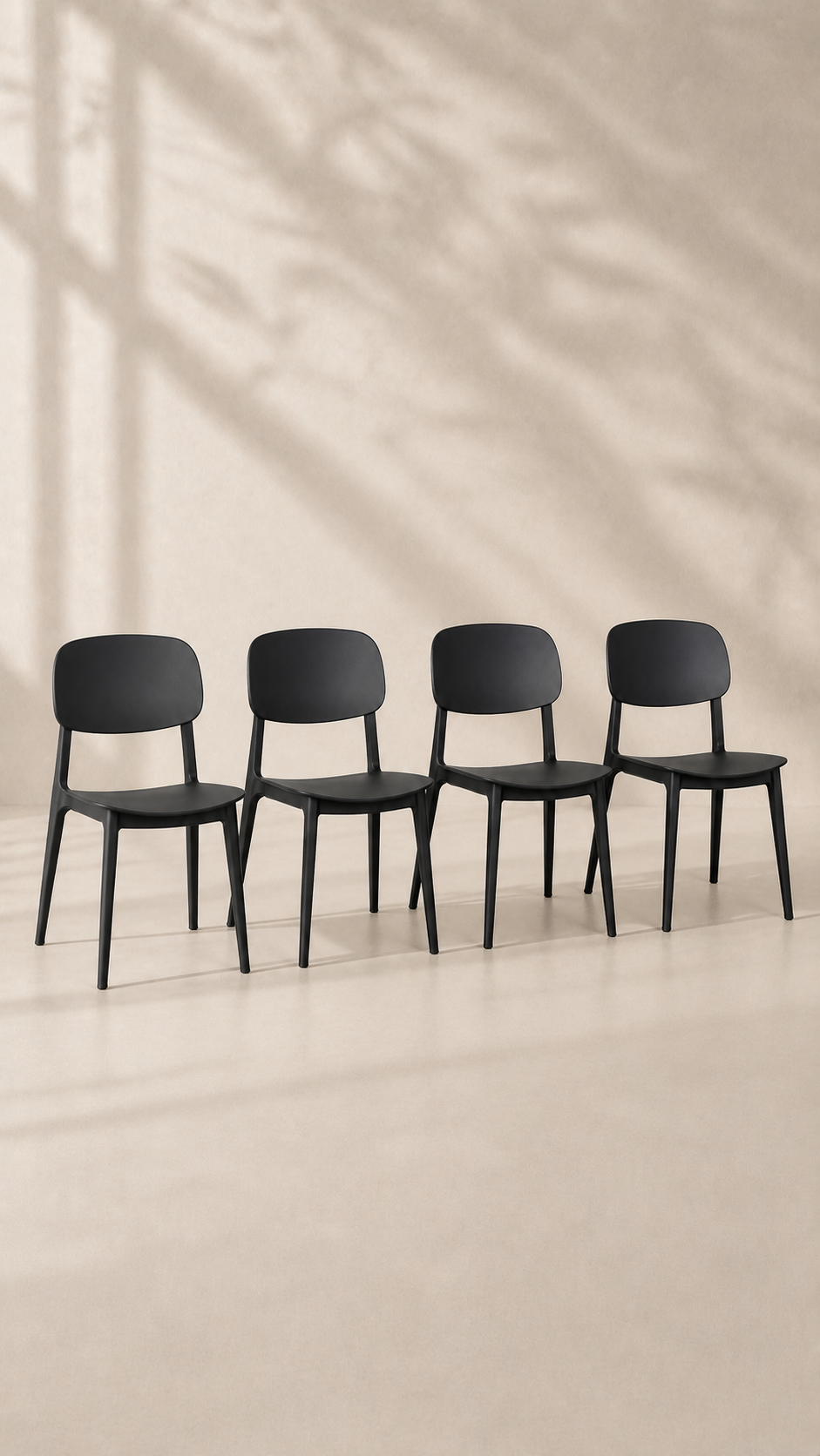 Pack de 4 Sillas Brit de Comedor o Terraza Exterior - Negra