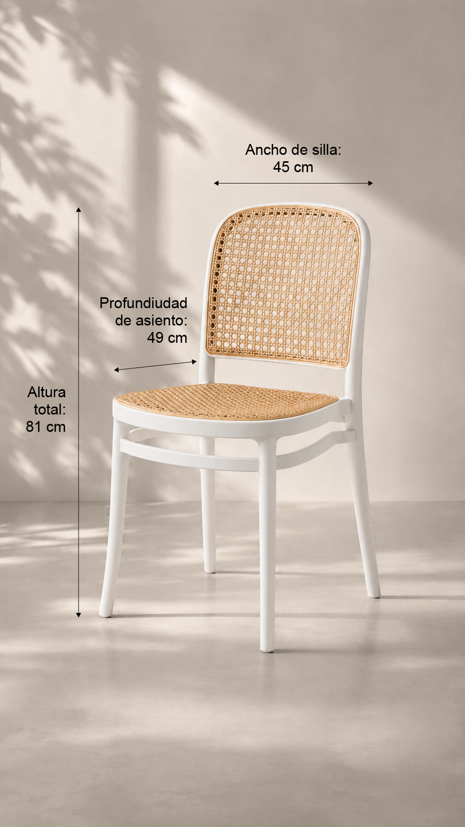 Pack de 4 Sillas Lombardia Rattan de Terraza Exterior o Comedor - Blanca