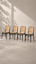 Pack de 4 Sillas Lombardia Rattan de Terraza Exterior o Comedor - Negra