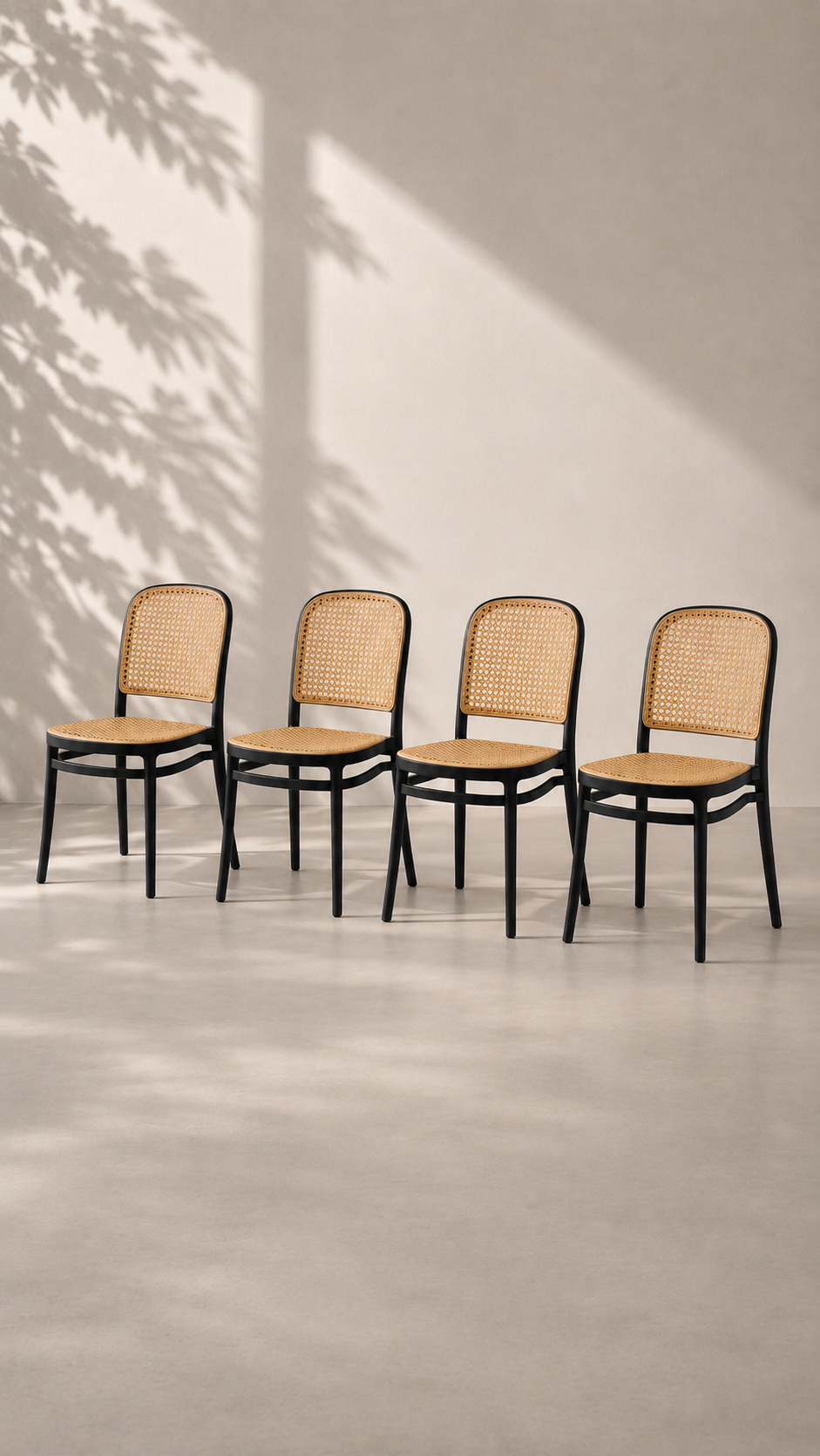 Pack de 4 Sillas Lombardia Rattan de Terraza Exterior o Comedor - Negra