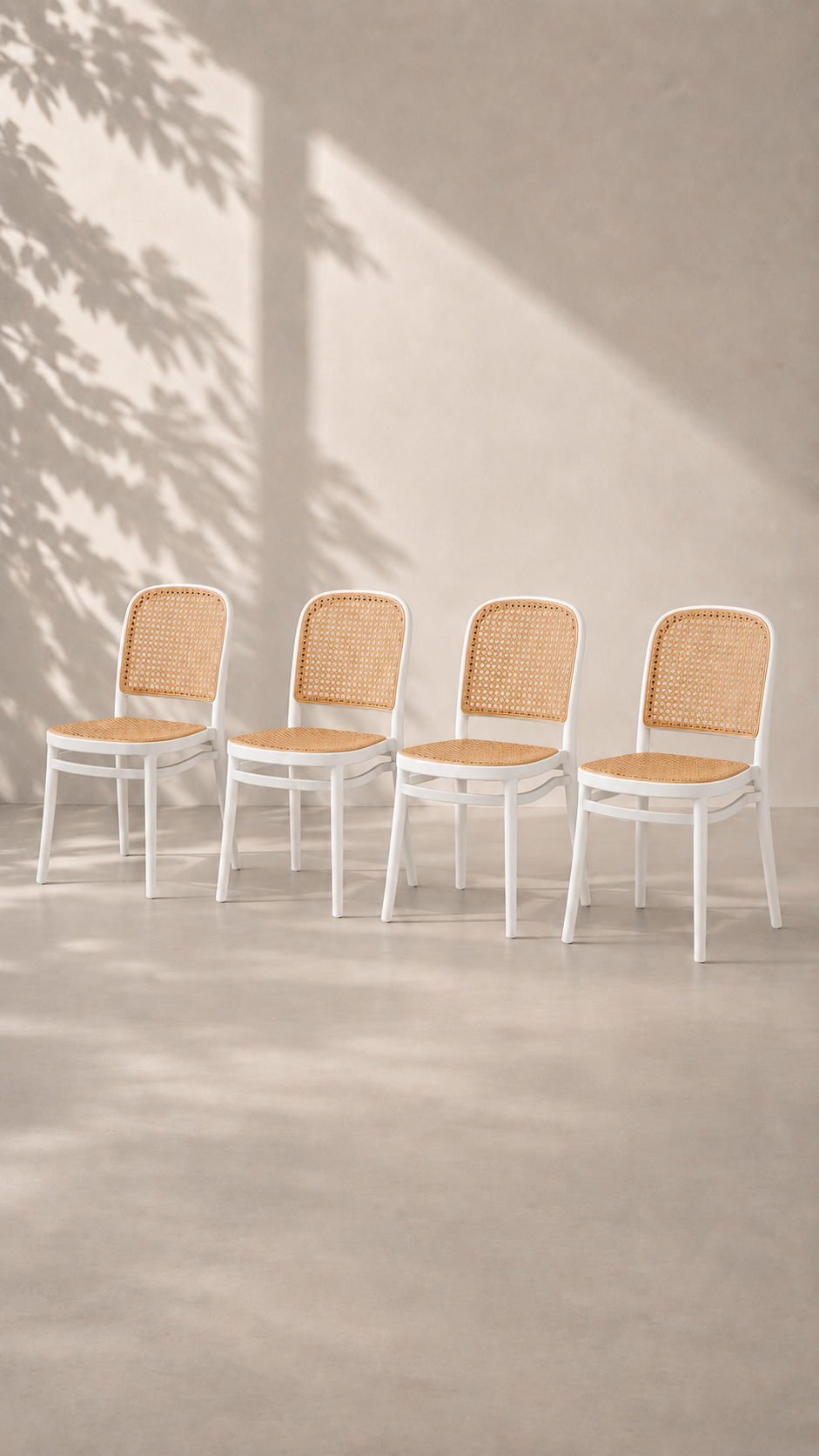 Pack de 4 Sillas Lombardia Rattan de Terraza Exterior o Comedor - Blanca