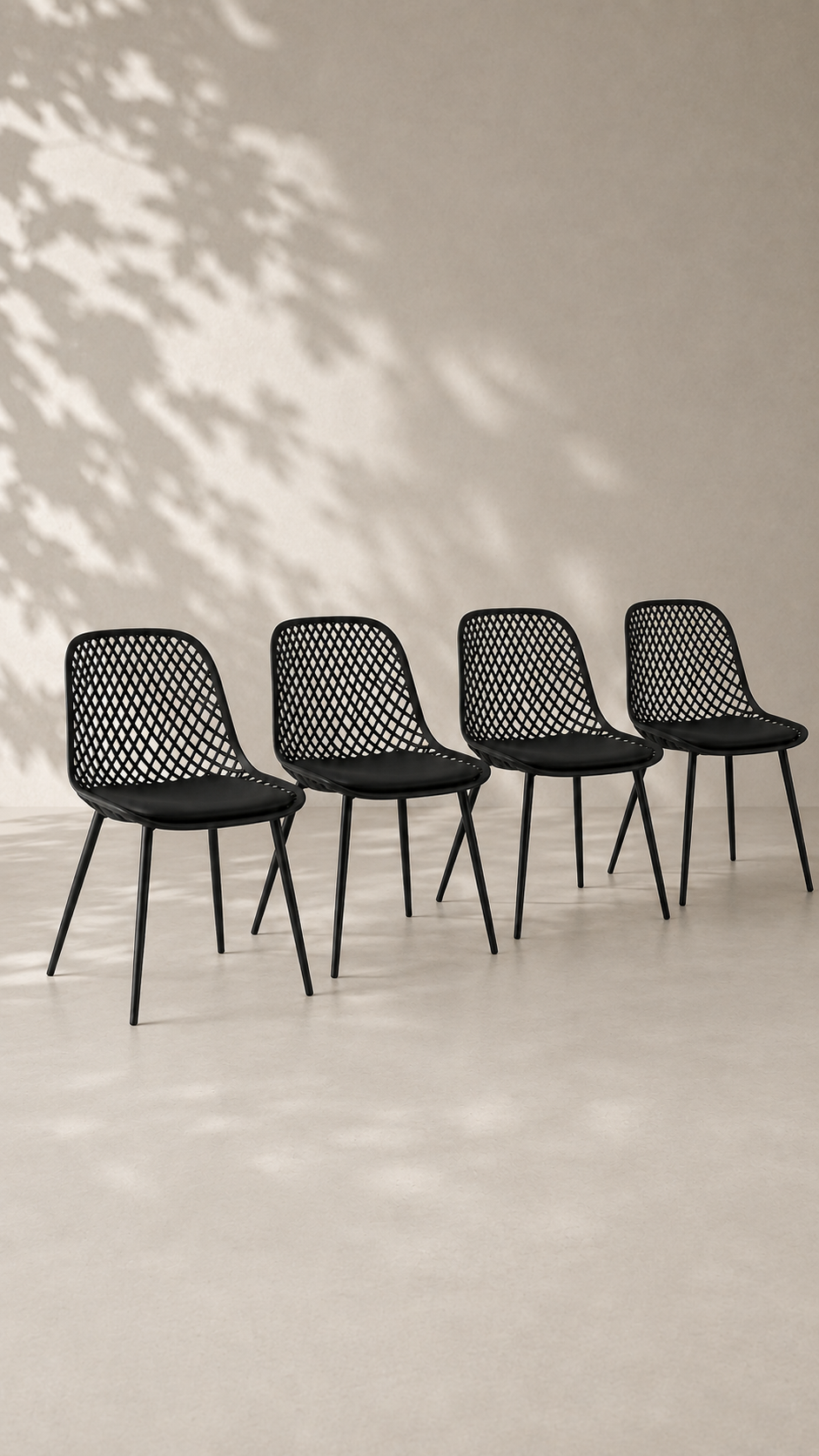 Pack de 4 Sillas Europa Acolchada de Comedor - Negra