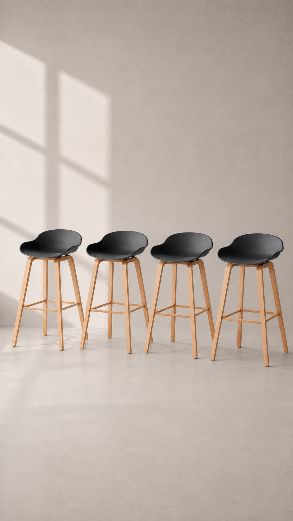Pack de 4 Taburetes Nórdico Piso de Bar - Negro