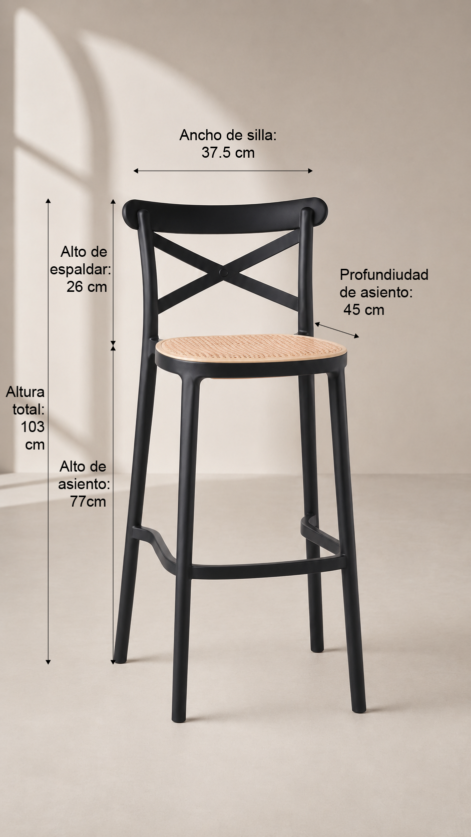Taburete Crossback - Negro