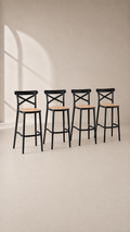 Pack de 4 Taburetes Crossback Danubio Altos de Bar o Terraza Exterior - Negro