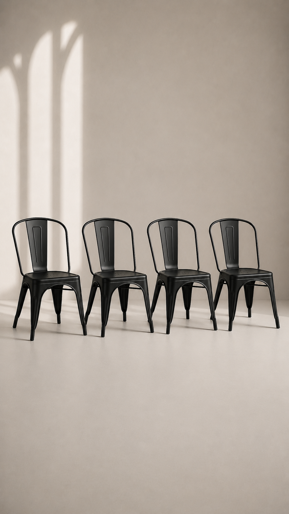 Pack de 4 Sillas Tolix con Filtro UV Metal apta para Terraza Exterior - Negra