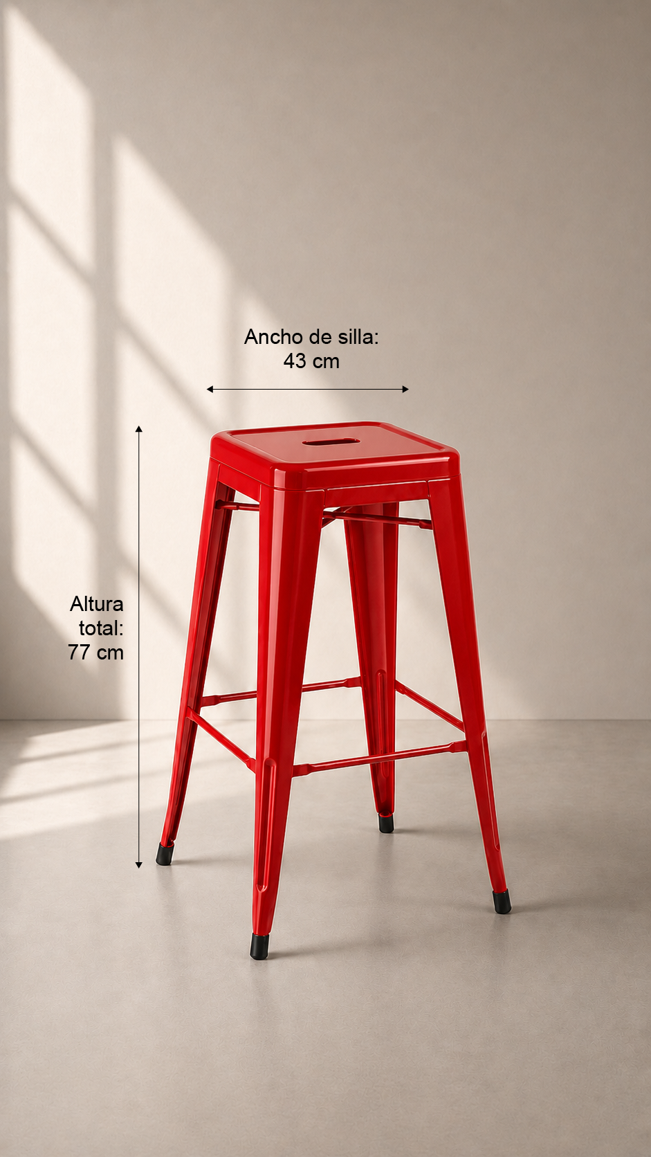 Piso Tolix 75 cm con Filtro UV Metal apto para Terraza Exterior - Rojo apilable de alta resistencia
