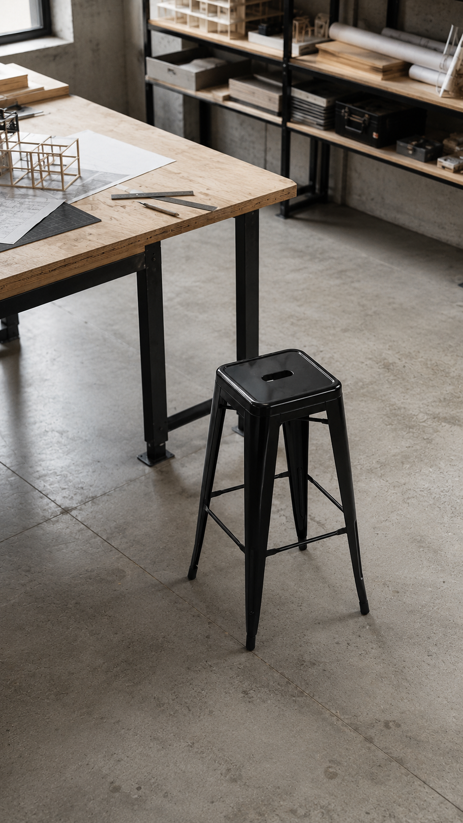 Piso Tolix 75 cm - Negro