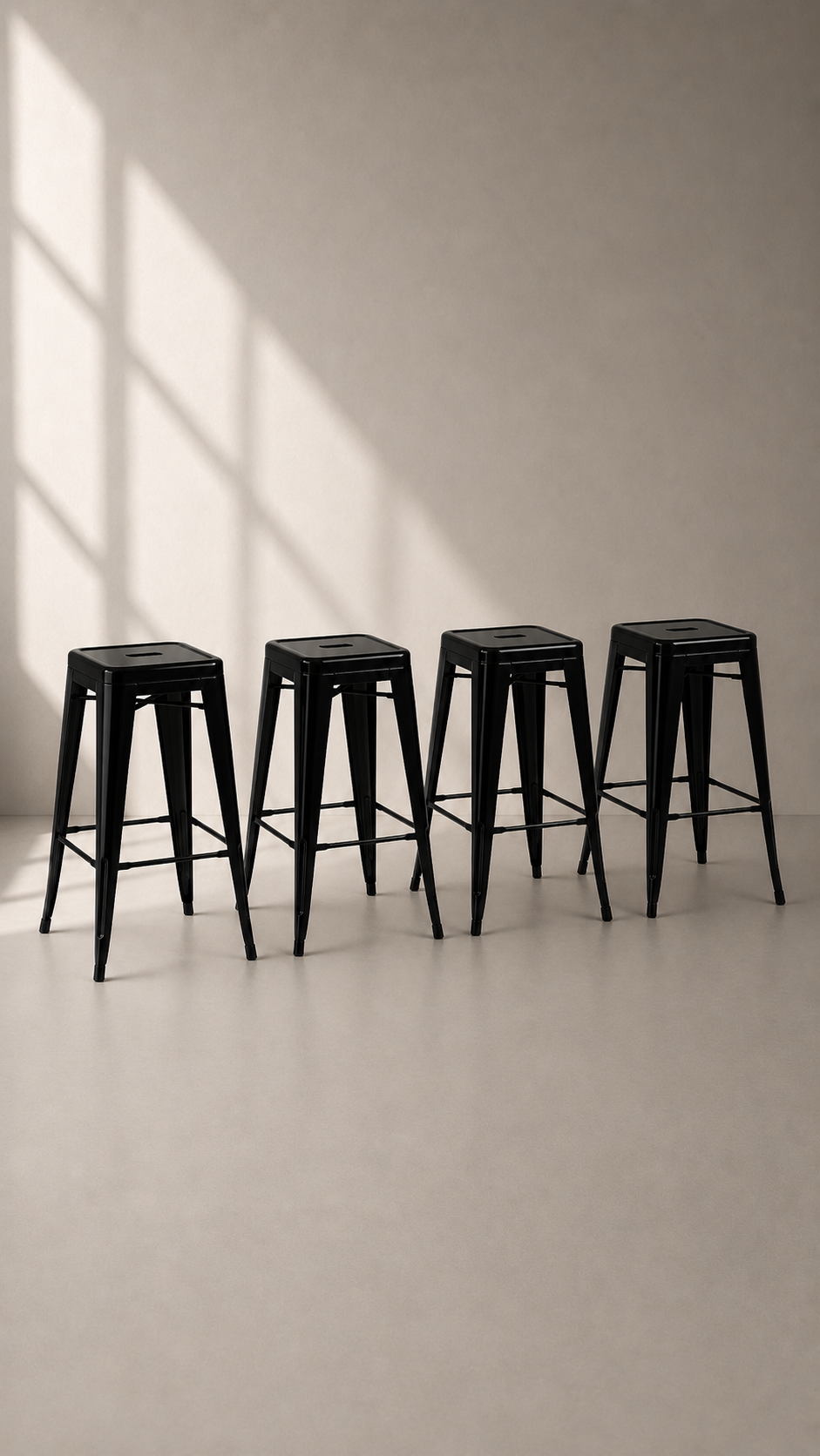 Pack de 4 Pisos Tolix 75 cm con Filtro UV Metal apto para Terraza Exterior - Negro