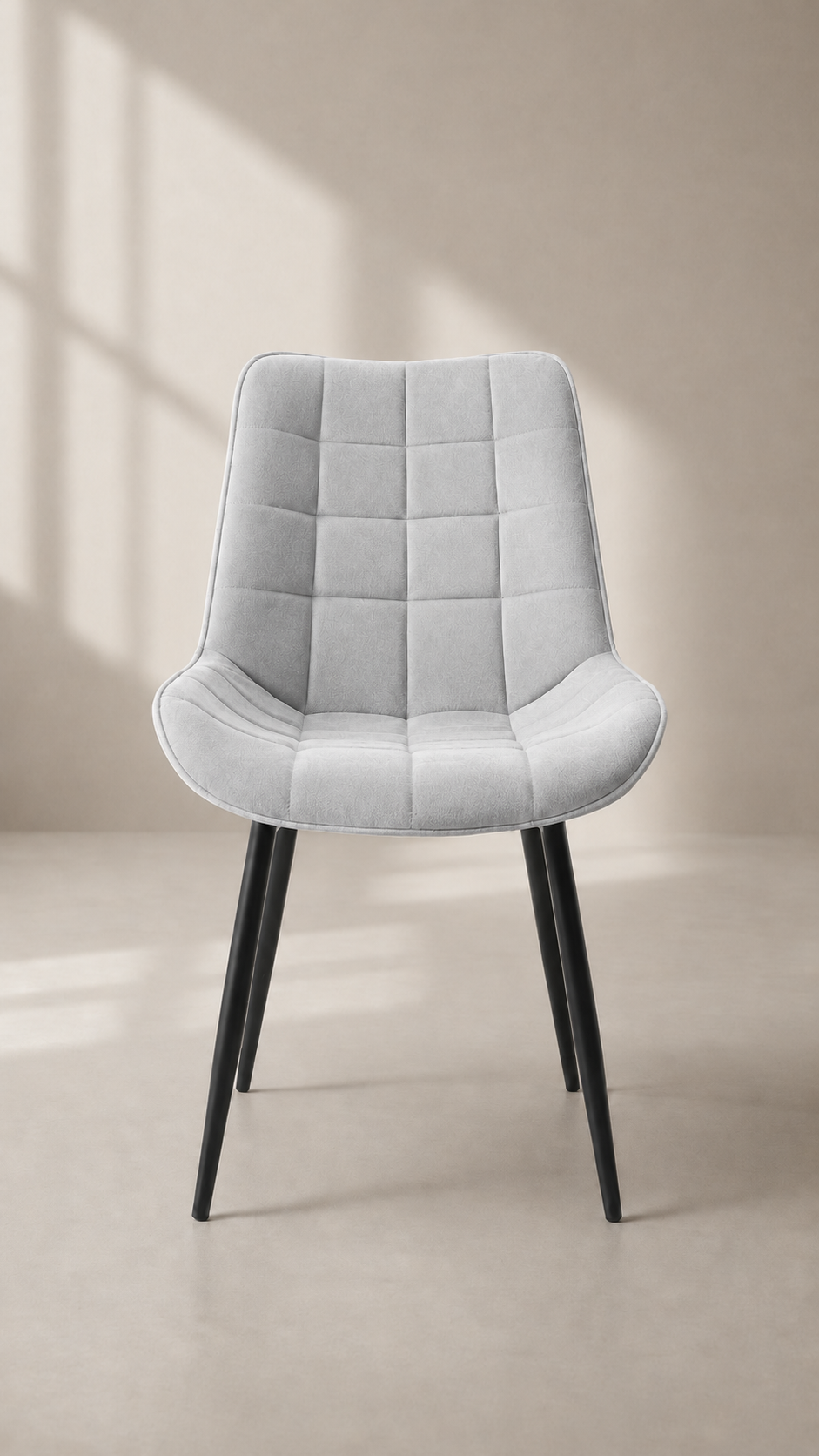 Silla Macron Capitoné Acolchada de Comedor Metal - Gris